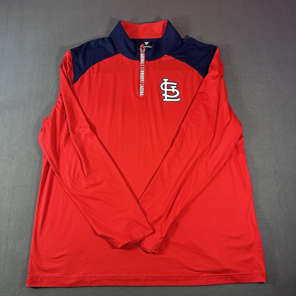 At Louis Cardinals Fanatics Men's Quarter Zip Pullover Red MLB Baseball Size XL